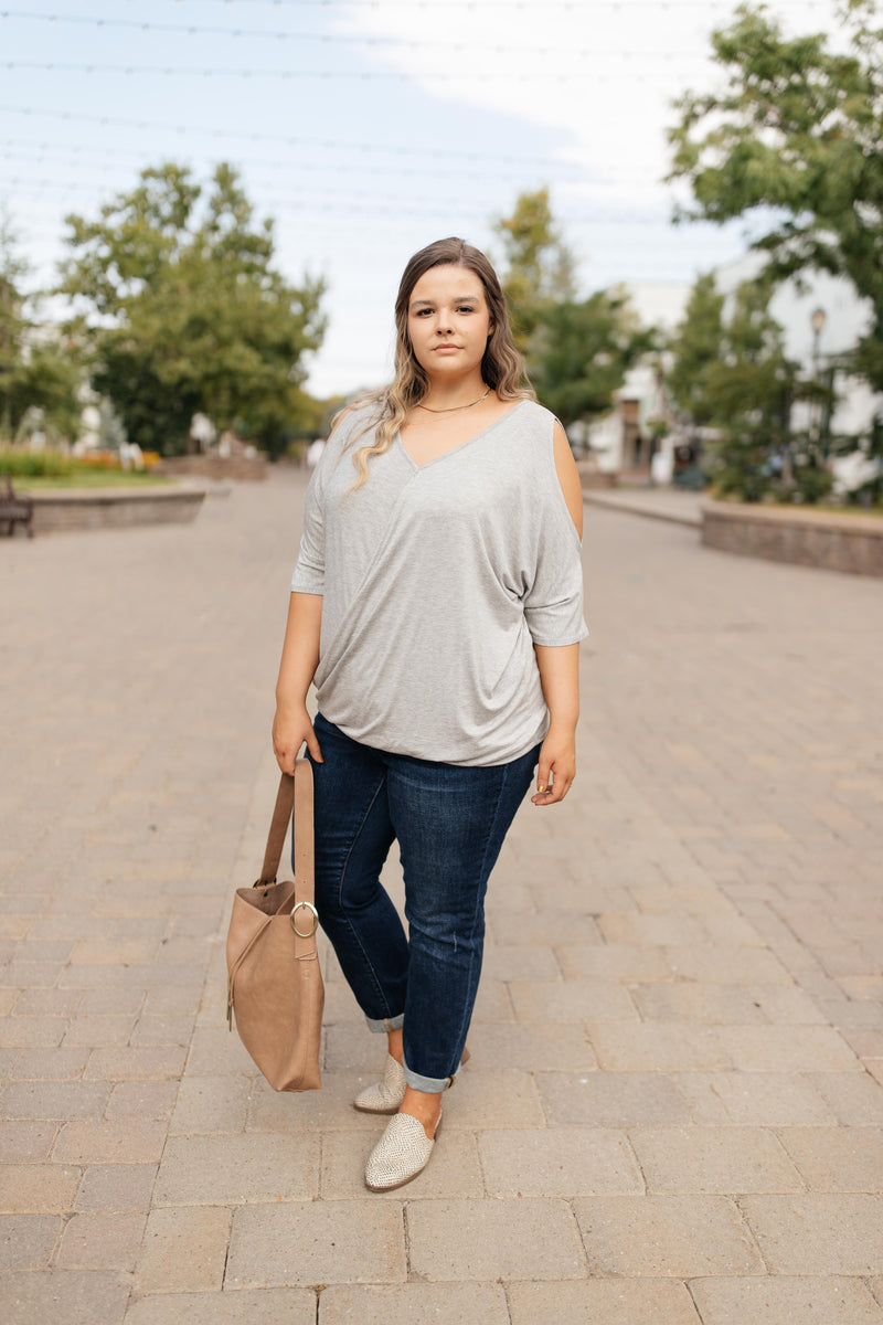 Split The Check Top In Heather Gray