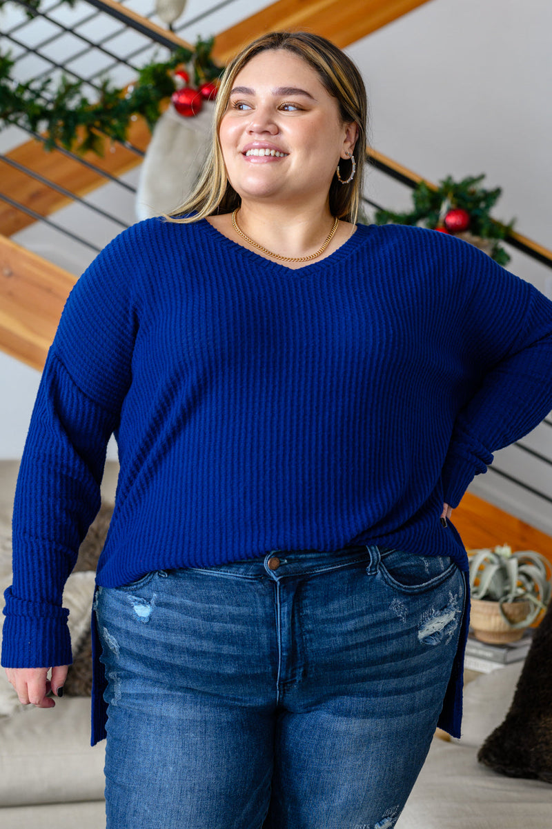 Stay The Night Waffle V-Neck Sweater