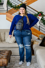 Stay The Night Waffle V-Neck Sweater
