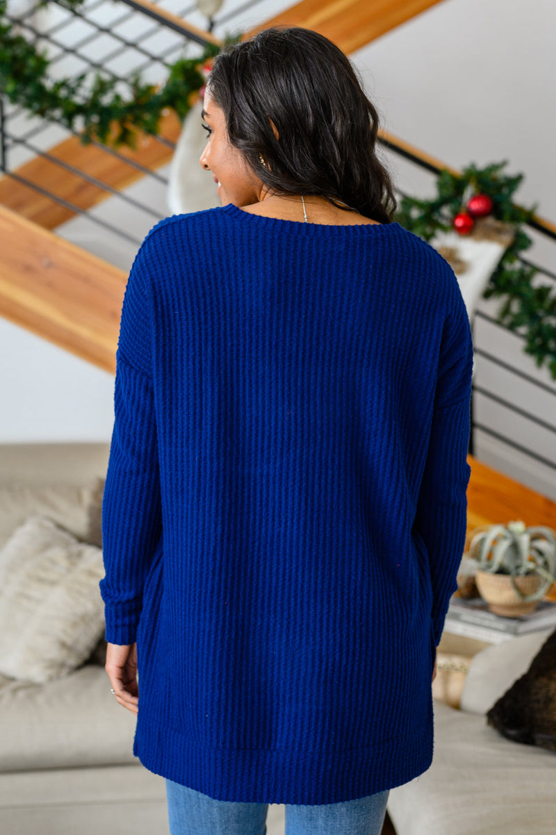 Stay The Night Waffle V-Neck Sweater