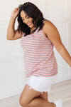 Stripe On All Summer Long Tank In Mauve