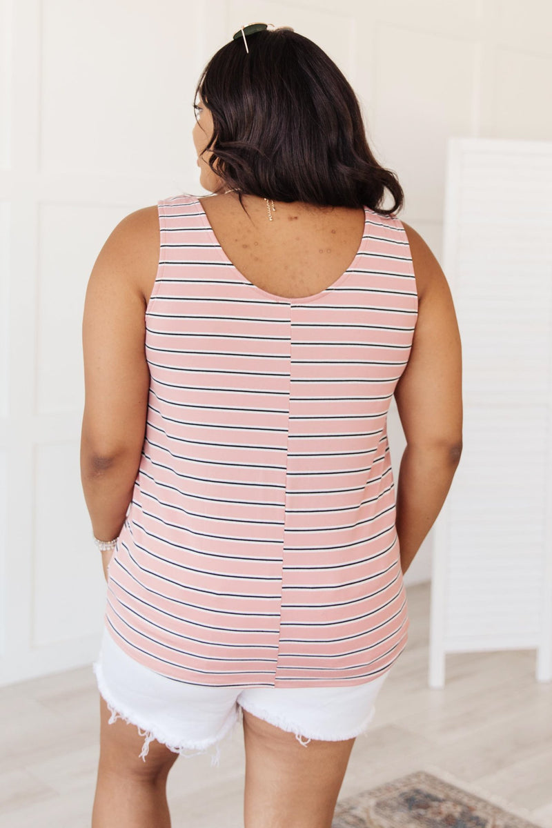 Stripe On All Summer Long Tank In Mauve