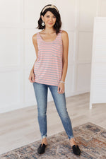 Stripe On All Summer Long Tank In Mauve