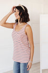 Stripe On All Summer Long Tank In Mauve