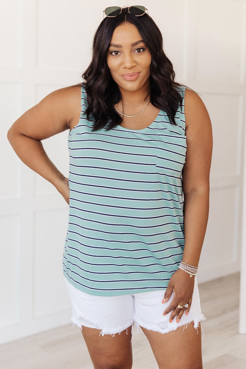 Stripe On All Summer Long Tank In Mint