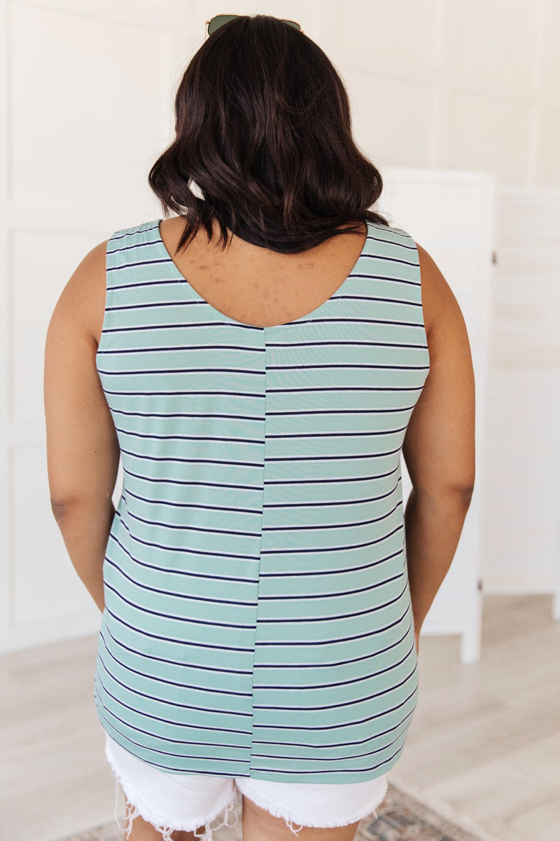 Stripe On All Summer Long Tank In Mint