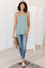 Stripe On All Summer Long Tank In Mint