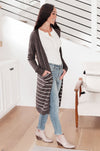 Stripes And Charcoal Cardigan