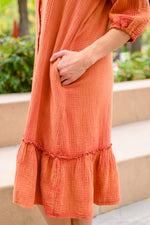 Stuck With You Vintage Overdye Dress In Rust