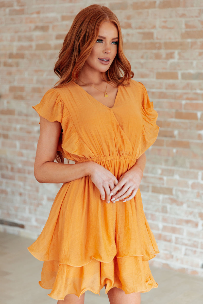 Stuck in My Head Tiered Dress in Orange