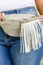 Suede Removeable Fringe Fanny Pack Bum Bag in Gray