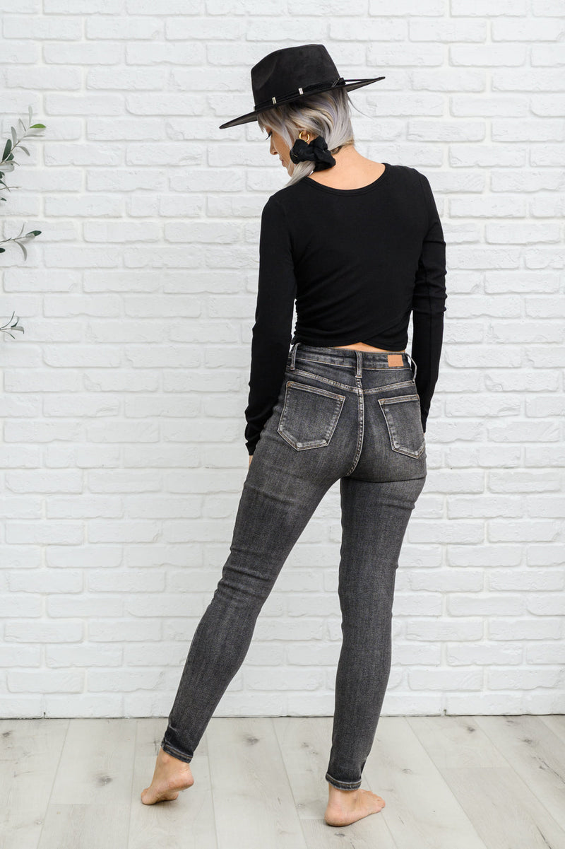 Judy Blue Tabitha Front Yoke Skinny Black Wash Jeans