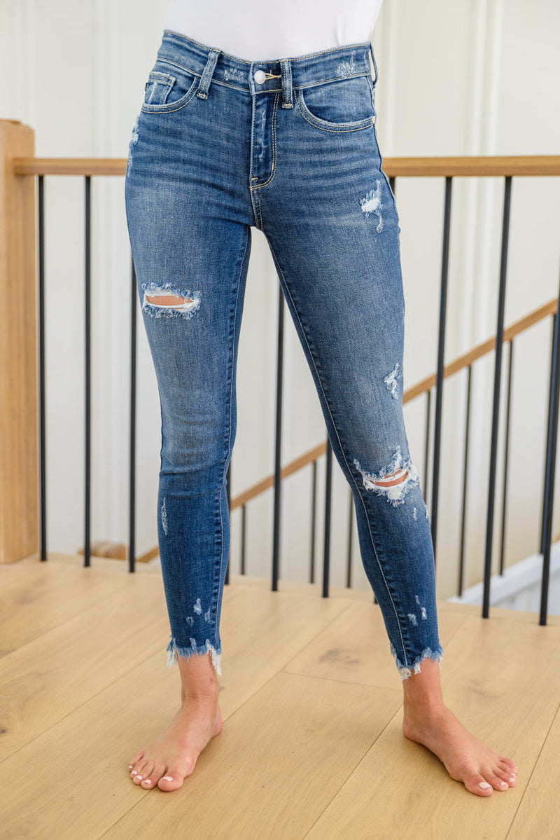 Judy Blue Tamara Mid Rise Raw Hem Jeans