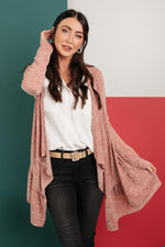 The Avalynn Heathered Cardigan in Crimson