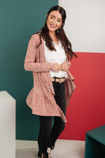 The Avalynn Heathered Cardigan in Crimson