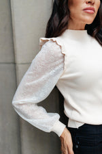 Thrills And Frills Mock Neck Sweater in Ivory