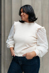 Thrills And Frills Mock Neck Sweater in Ivory