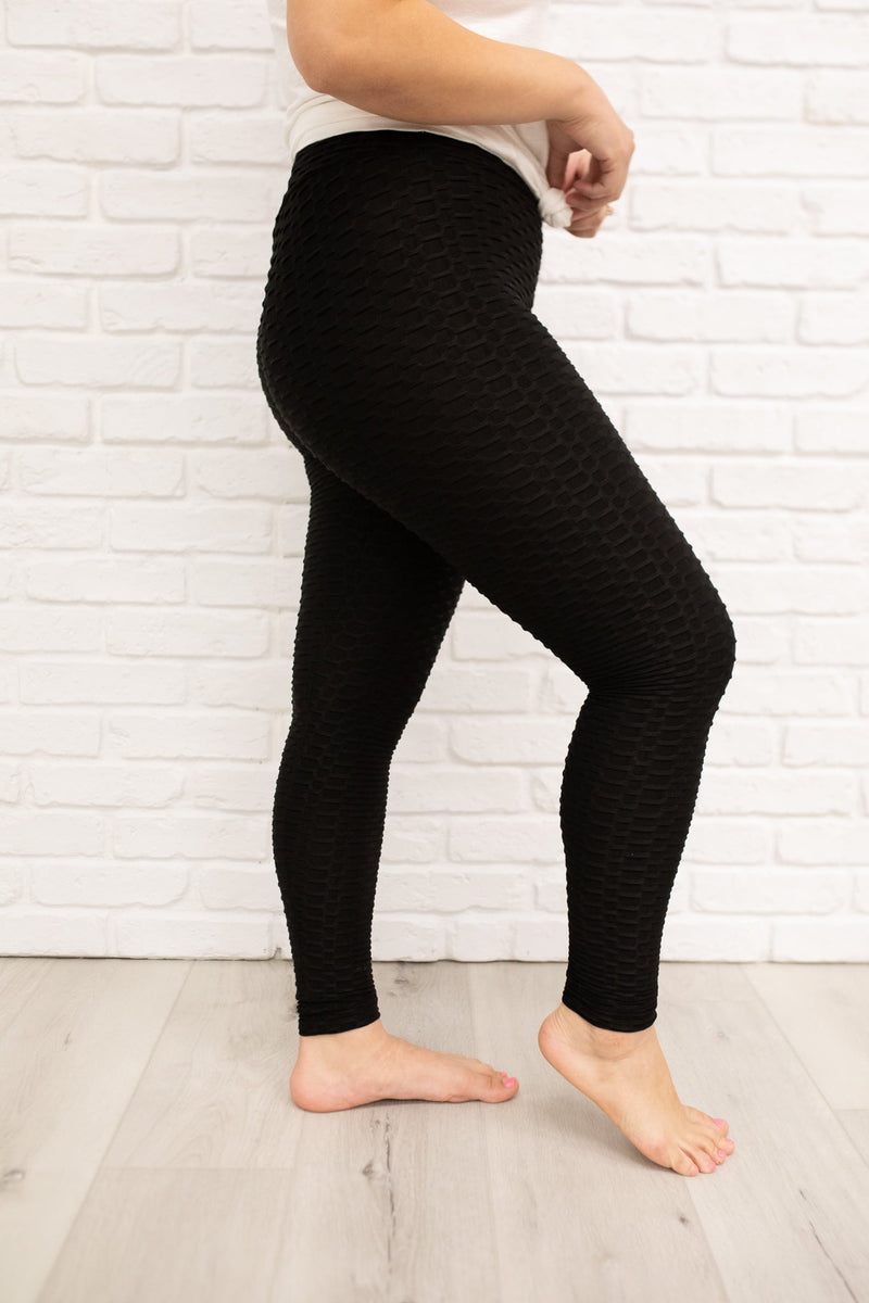 Let's Go Textured Leggings in Black