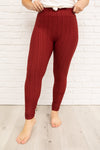 Let's Go Textured Leggings in Burgundy