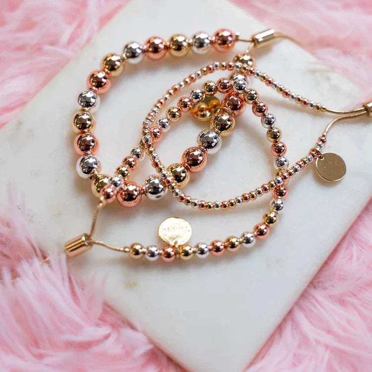 PREORDER: Tri Tone Adjustable Bracelet in Assorted Sizes