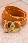 Twist Double Circle Buckle Belt In Brown