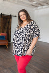 Unforgettable V-Neck Animal Print Blouse in Black