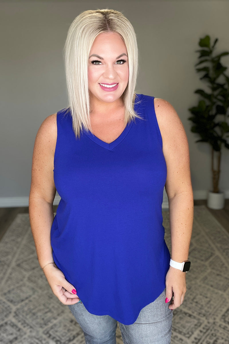 V-Neck Sleeveless Top in Bright Blue