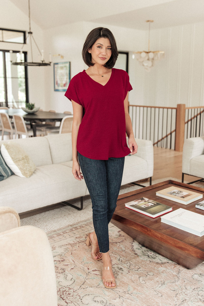 Very Much Needed V-Neck Top in Wine