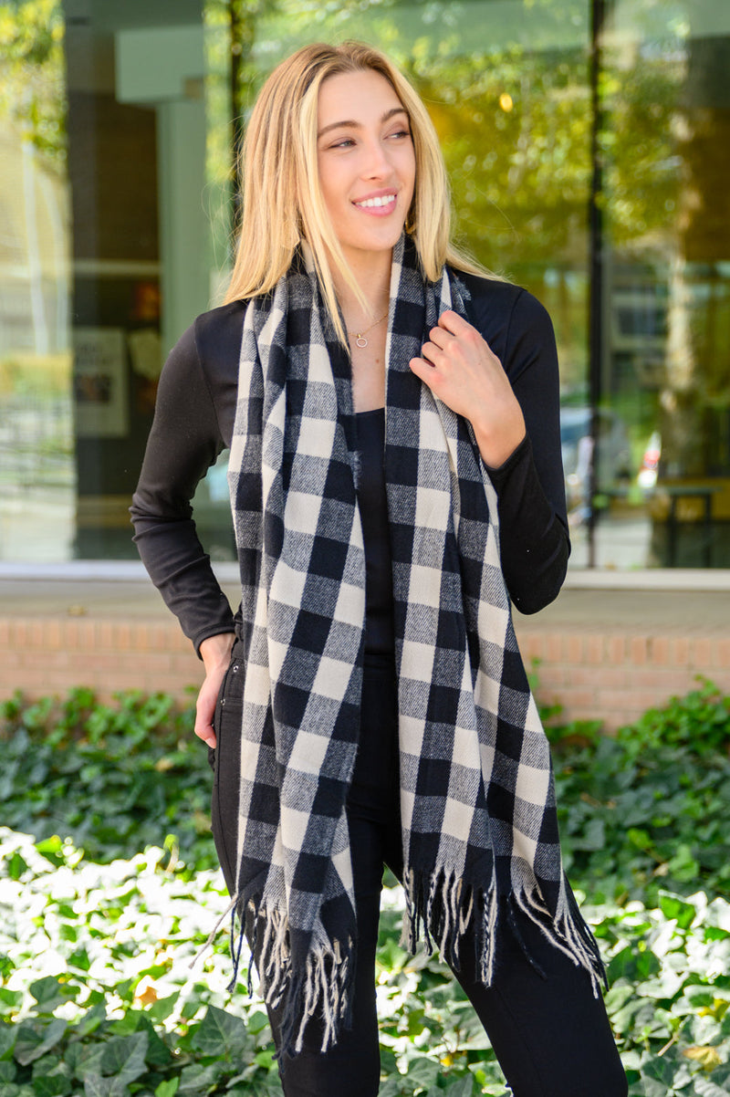 Way Back Buffalo Check Scarf In Black