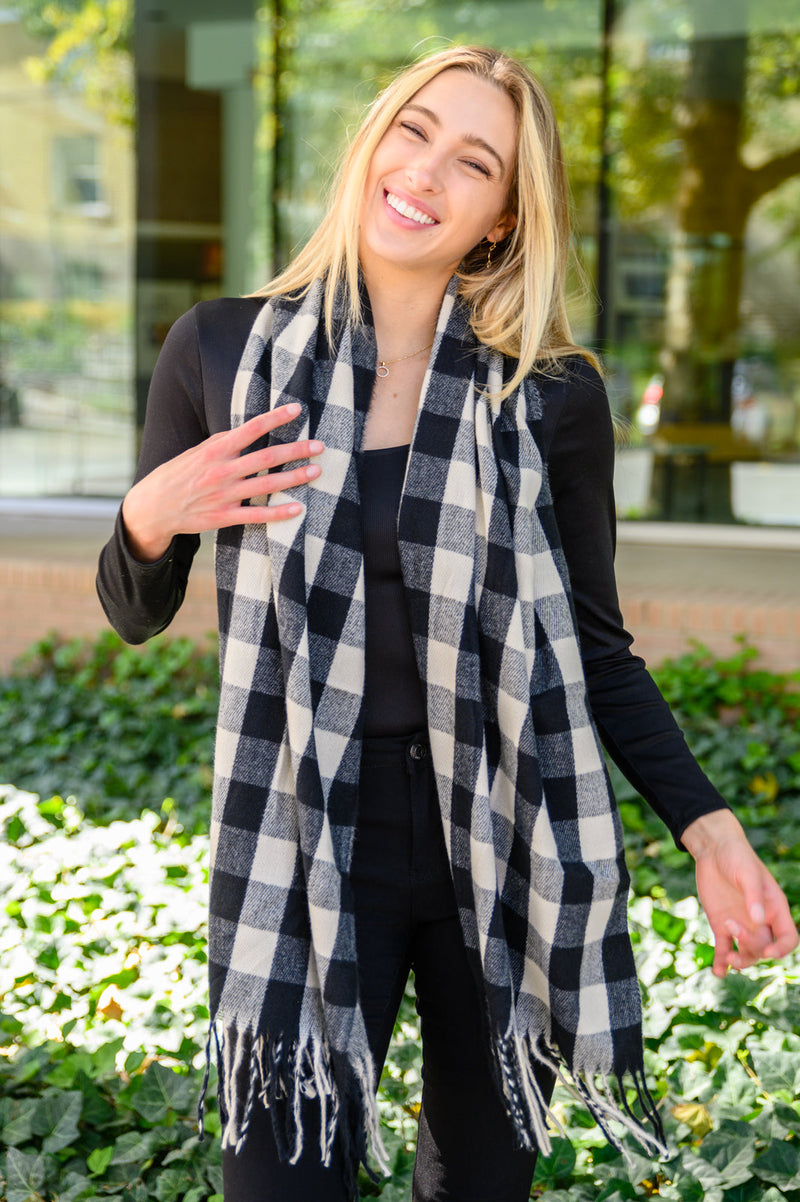 Way Back Buffalo Check Scarf In Black