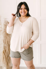 Willow Waffle Knit Top in Beige