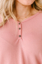 Willow Waffle Knit Top in Blush