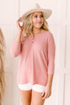 Willow Waffle Knit Top in Blush