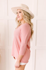 Willow Waffle Knit Top in Blush