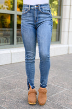 Judy Blue Winona Released Hem Side Slit Skinnies