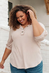 Wonderfully Waffled Top in Taupe