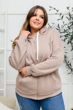 Zip Up Hoodie Sweat Jacket in Mocha