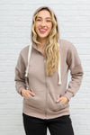 Zip Up Hoodie Sweat Jacket in Mocha