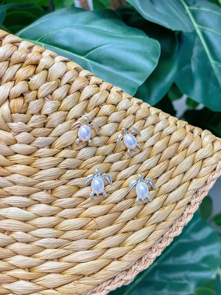 PREORDER: Pearl Turtle Stud Earrings in Two Colors