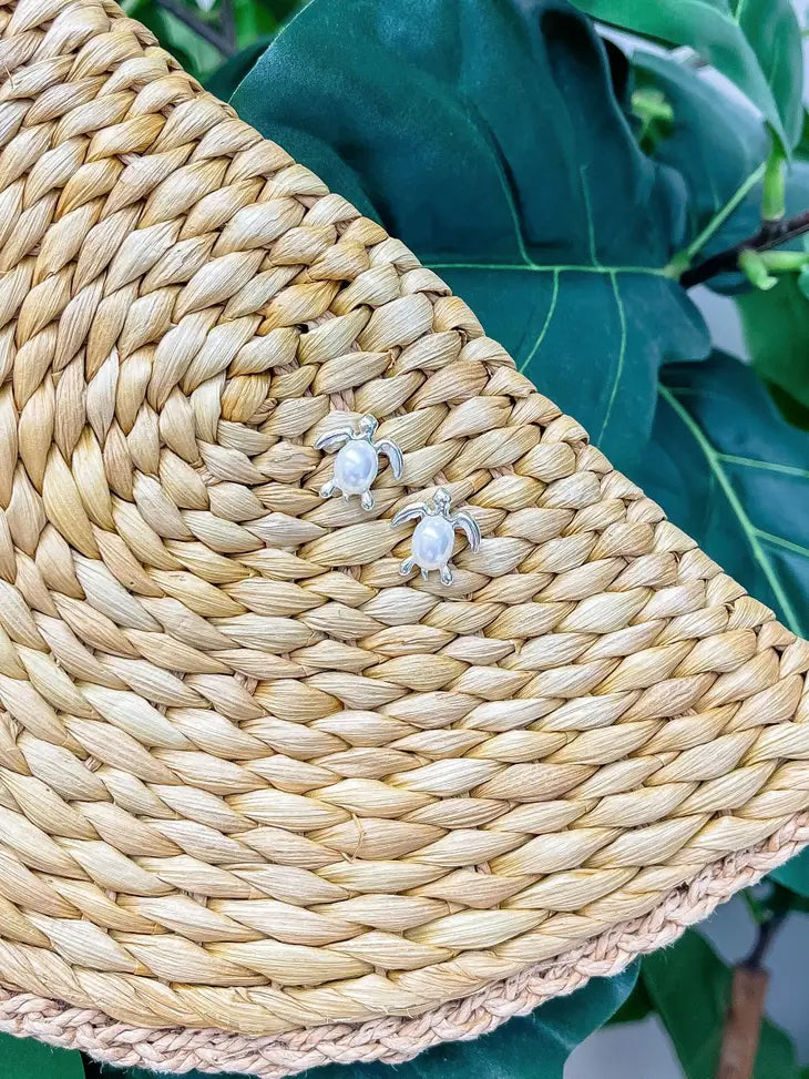 PREORDER: Pearl Turtle Stud Earrings in Two Colors