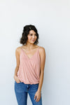 Charlize Surplice Tank In Blush