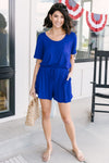 From Romp To Rest Romper in Blue