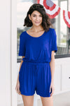 From Romp To Rest Romper in Blue