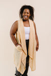 Gauzy Bohemian Cardi Vest In Gold