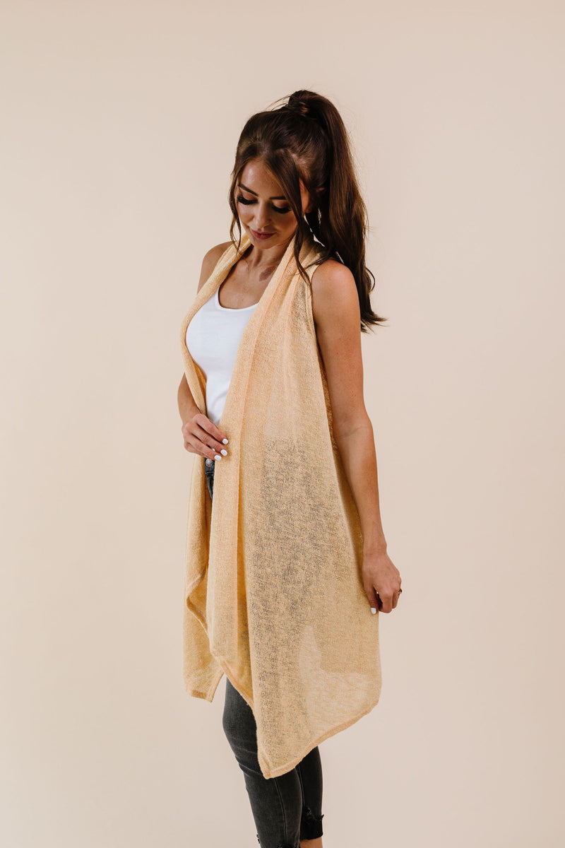 Gauzy Bohemian Cardi Vest In Gold