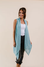 Gauzy Bohemian Cardi Vest In Sage