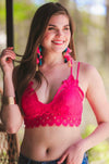 Ella Lace Scalloped Bralette in Hot Pink