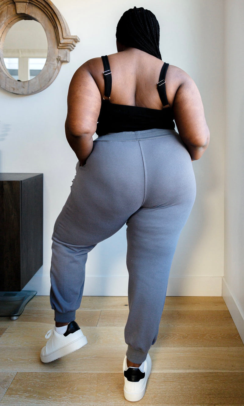 Kick Back Distressed Joggers in Heather Charcoal
