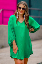 Jessie Balloon Sleeve Dress in Kelly Green