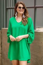 Jessie Balloon Sleeve Dress in Kelly Green